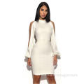 White Long Sleeve O-Neck Party Bandage Dresses